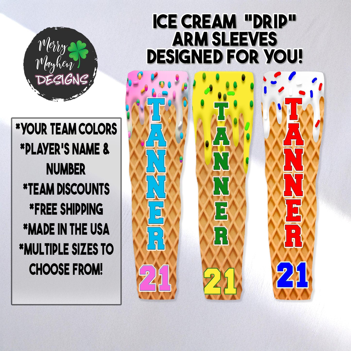 Ice Cream Drip Arm Sleeve, Custom Respect the Drip
