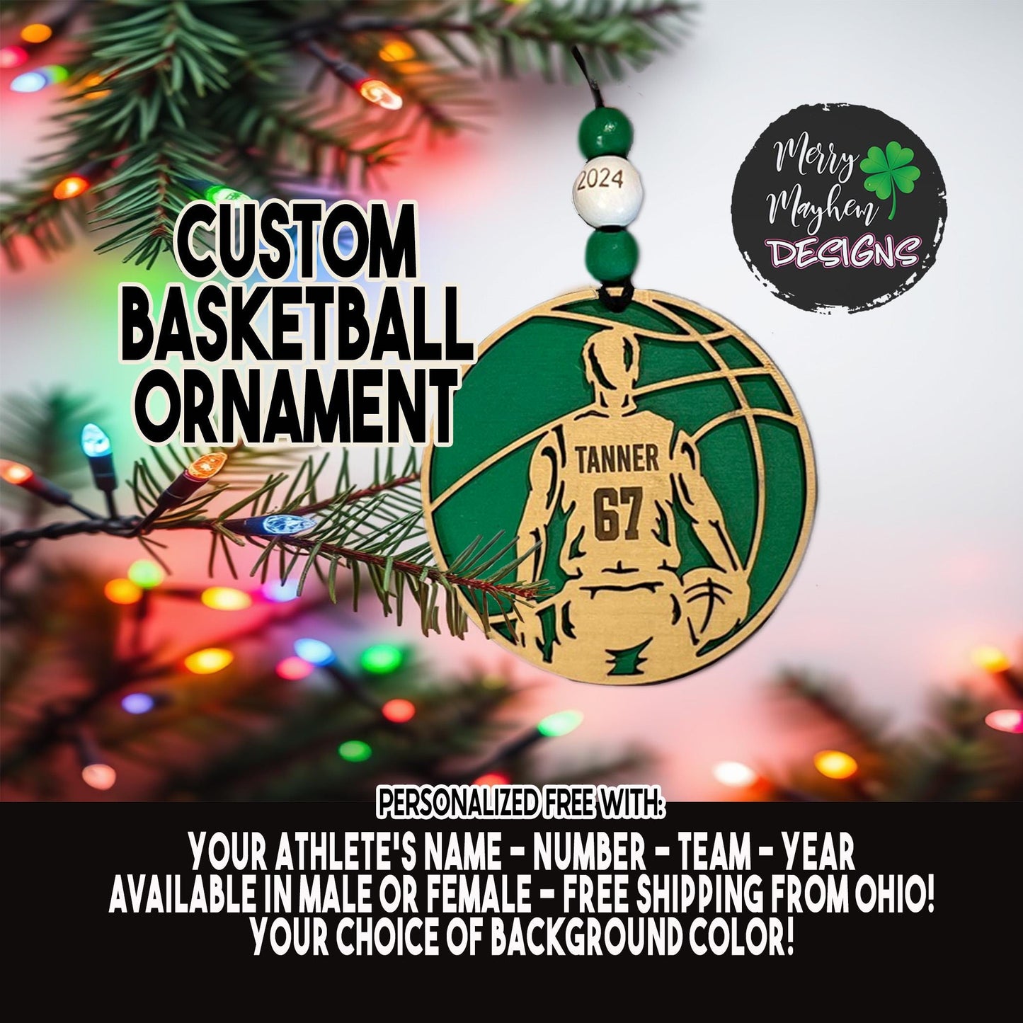 Custom Basketball Player Ornament 2025 – Personalized Holiday Gift for Coaches, Teams & Sports Fans
