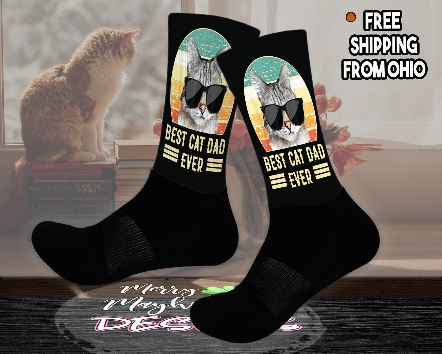 Custom Cat Dad gift for husband, Custom Socks, Birthday Gifts for Men, Bday Gift for Husband, Funny Socks for Men, Personalized Socks Man