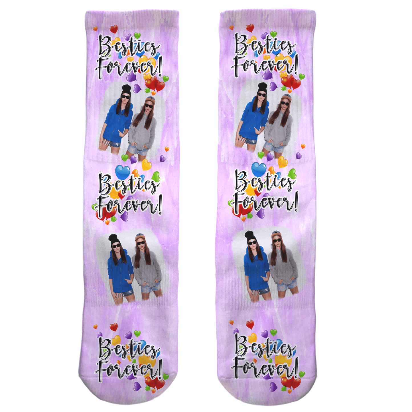 Fun Crew socks with picture in your choice of colors