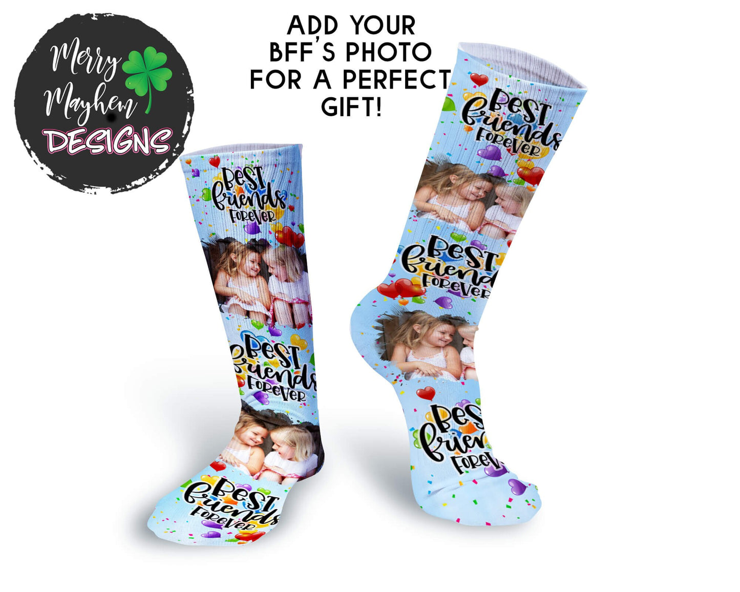 Personalized Best Friend Funny Photo Socks, Custom Best Friend Forever Picture Socks, Best friend gift, Photo Gifts for Women, BFF Forever