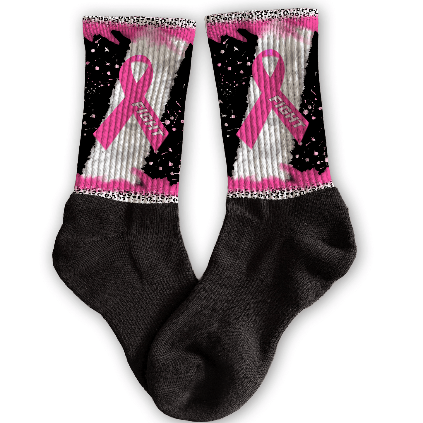Customized crew socks with cancer ribbon