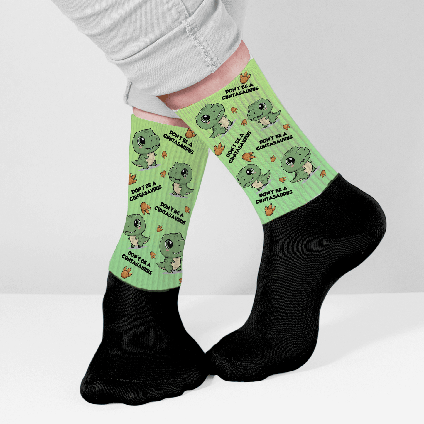 NSFW Dont be a cuntasaurus dinosaur socks