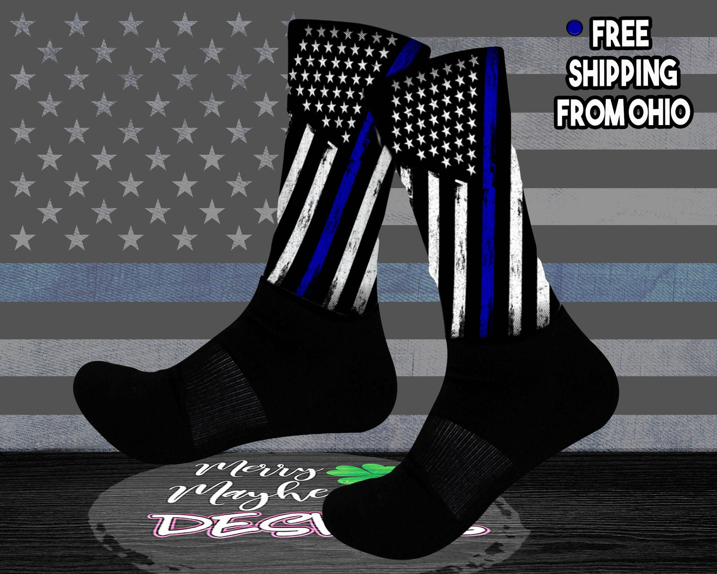 Thin Blue Line Police Flag Socks, Wedding Socks For Law Enforcement, Groomsmen Socks for Police Best Men, Birthday Gift for LEO Deputy