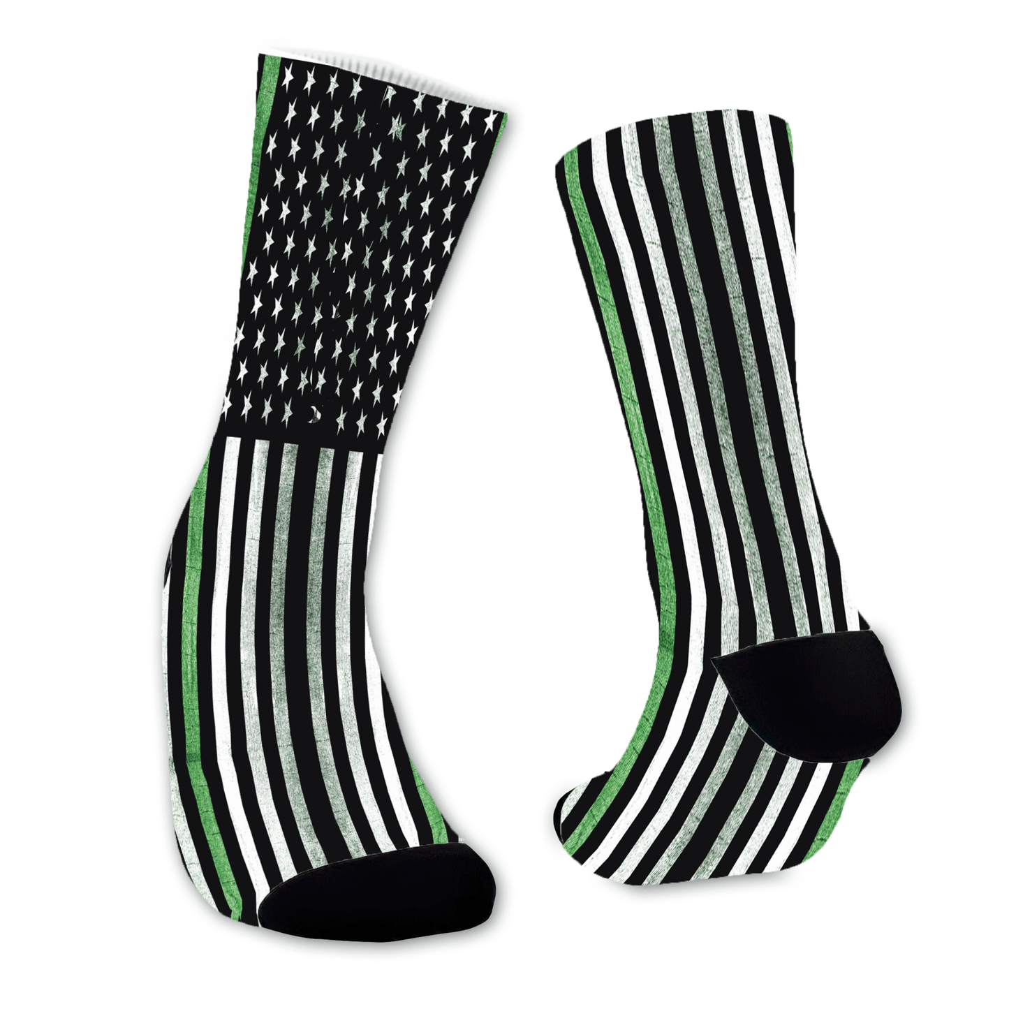 Custom Green Line Flag Dress Socks