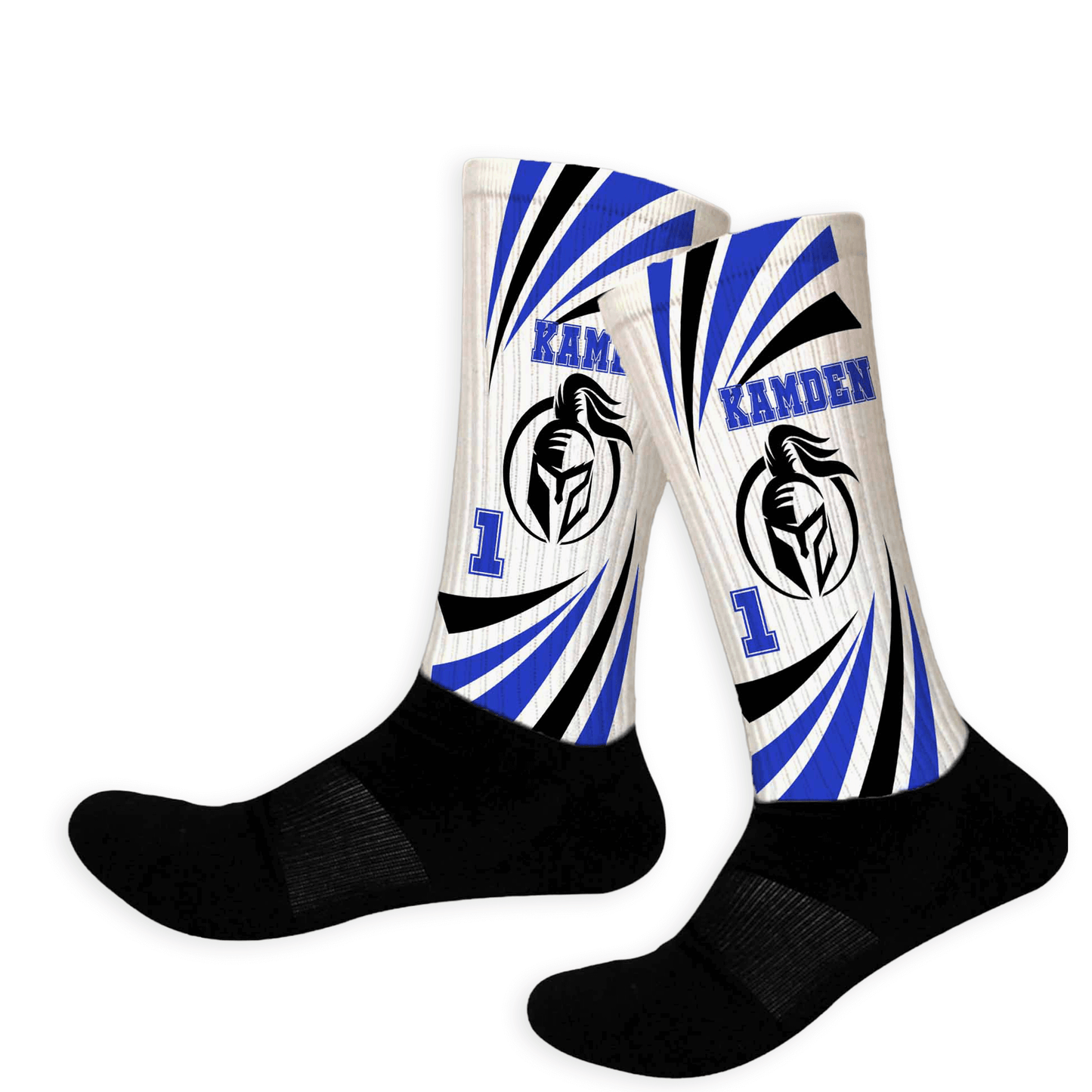 Swirl design team socks customized for athlete