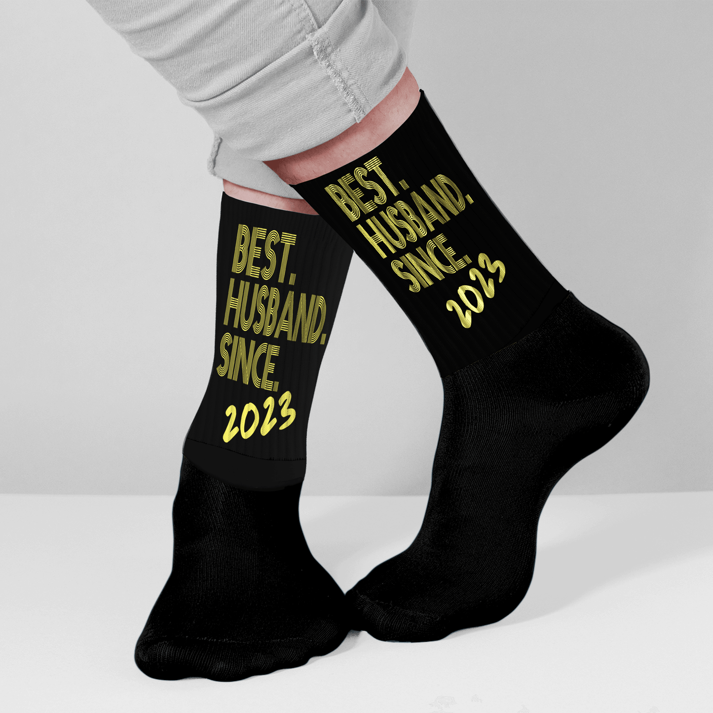 Best Husband Since crew socks with custom year