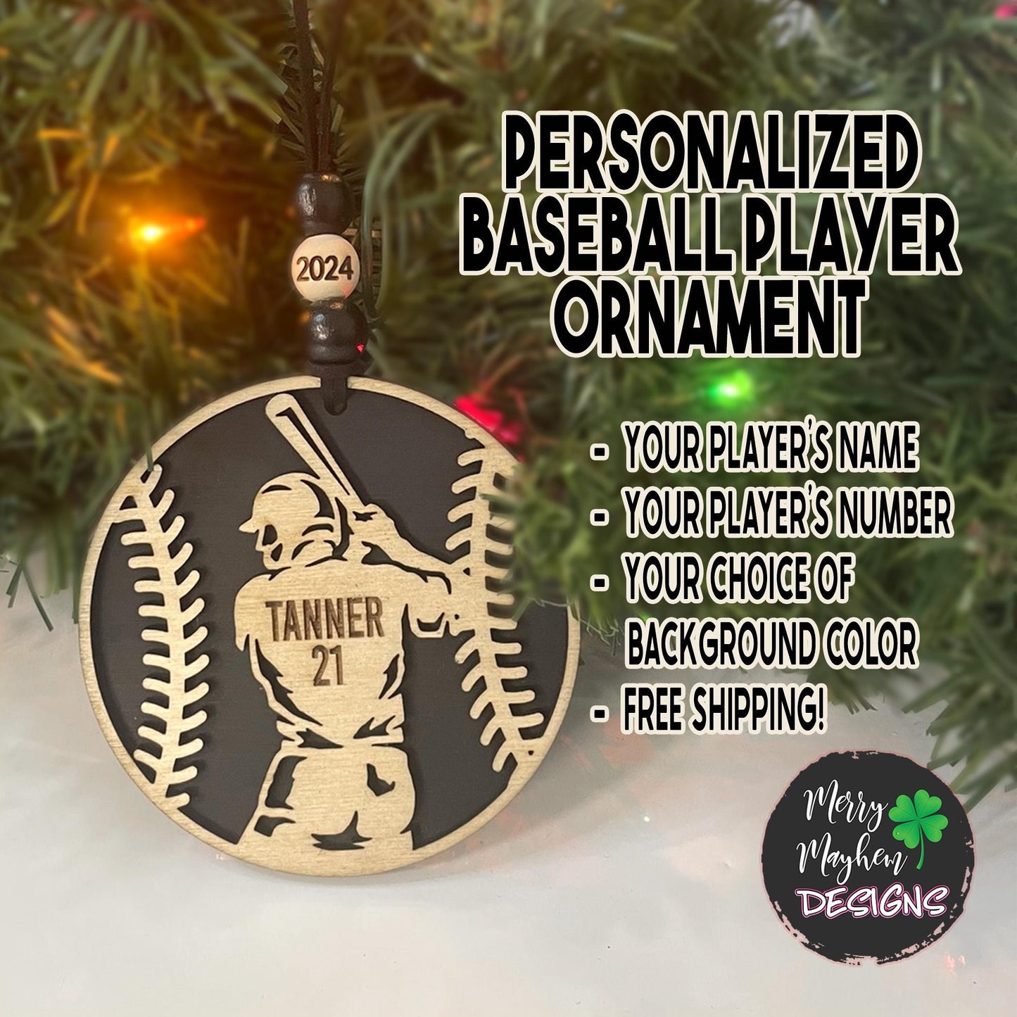 2025 Personalized Baseball or Softball Ornament – Custom Name, Number & Team | Great for Coaches & Sports Gifting