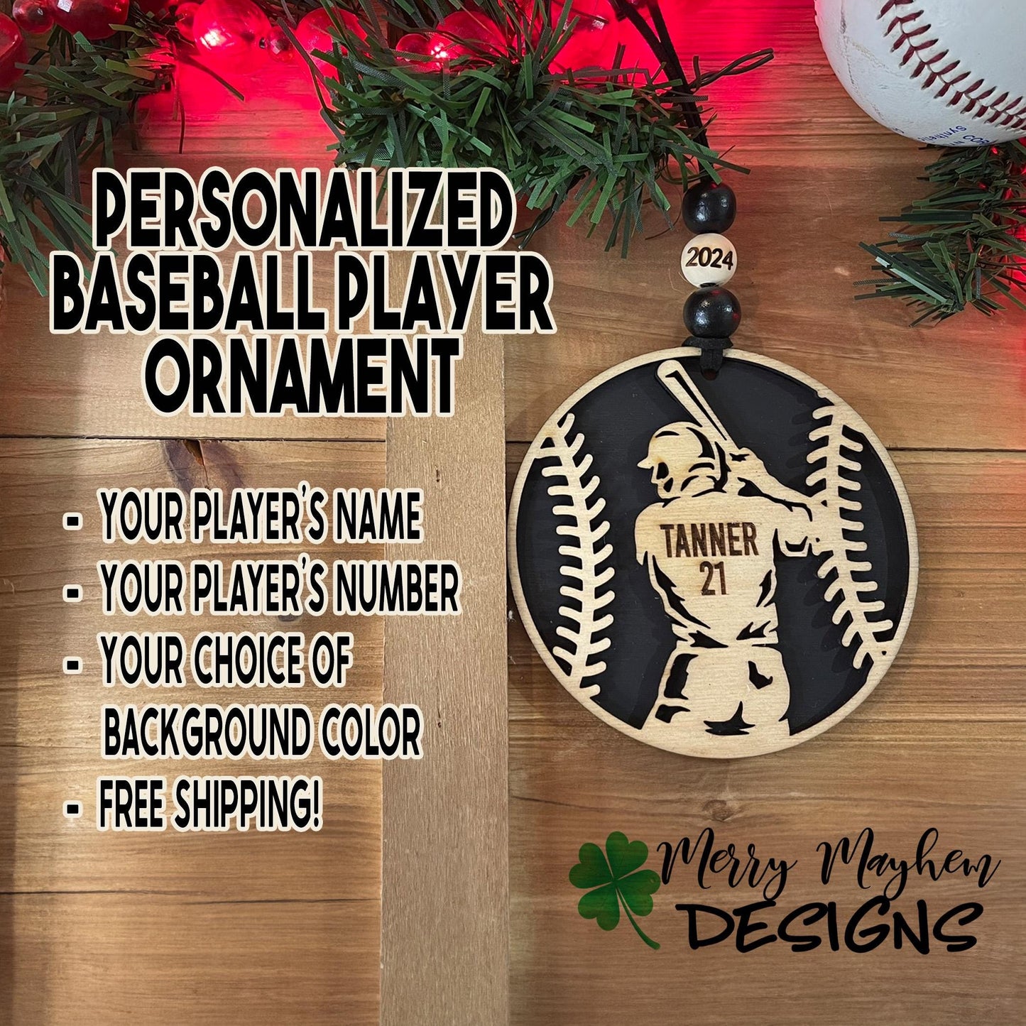 2025 Personalized Baseball or Softball Ornament – Custom Name, Number & Team | Great for Coaches & Sports Gifting