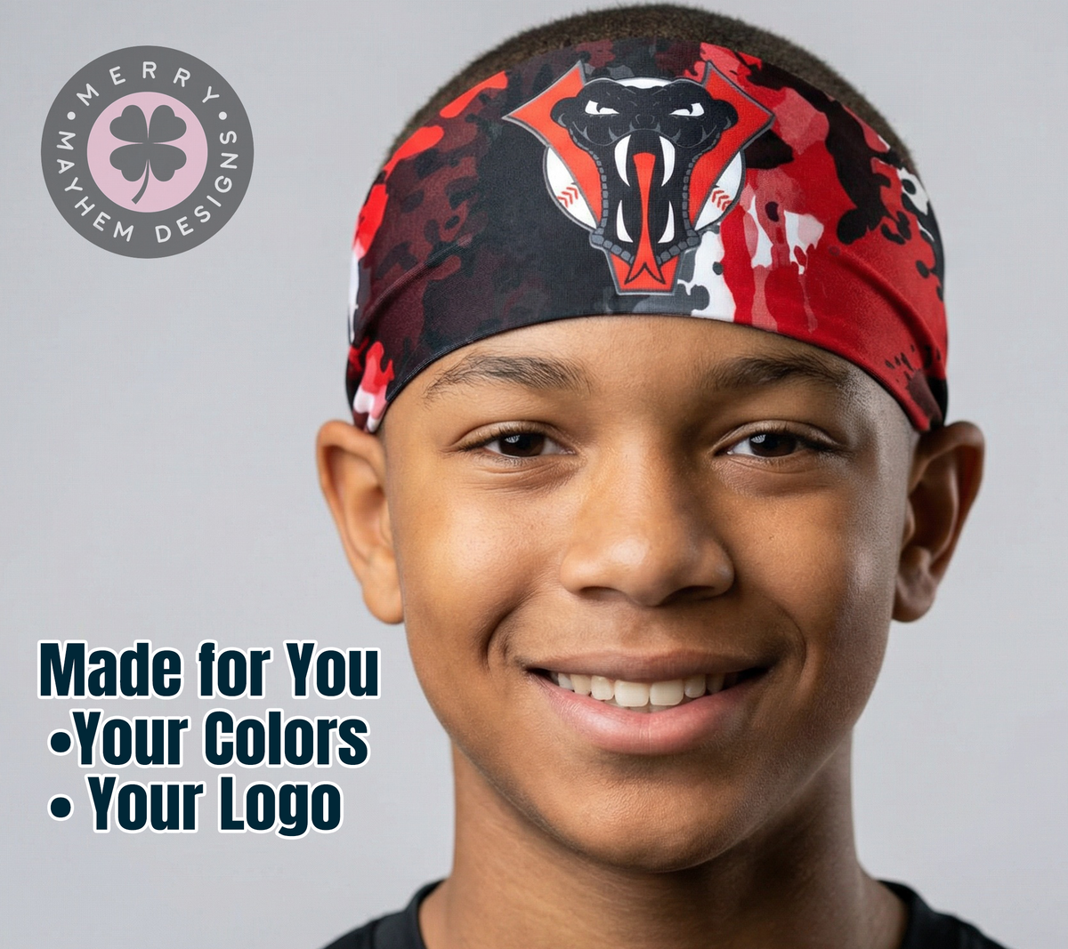 Bold Logo Skull Wrap – Custom Team Graphic on Solid Color Base
