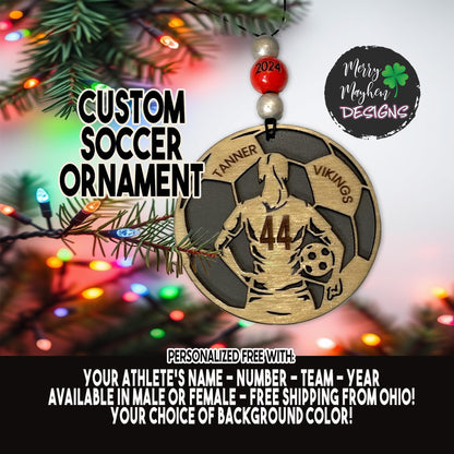 2025 Custom Soccer Player Ornament – Laser-Engraved Name & Number | Perfect Team Keepsake or Holiday Gift