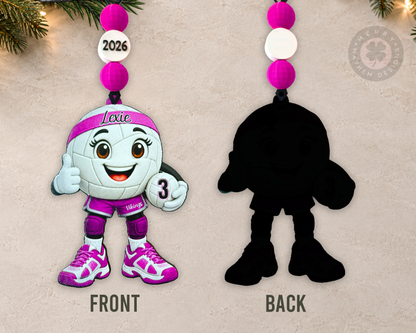 Personalized Volleyball Ornament for Girls – Custom Player Name, Number & Team Color