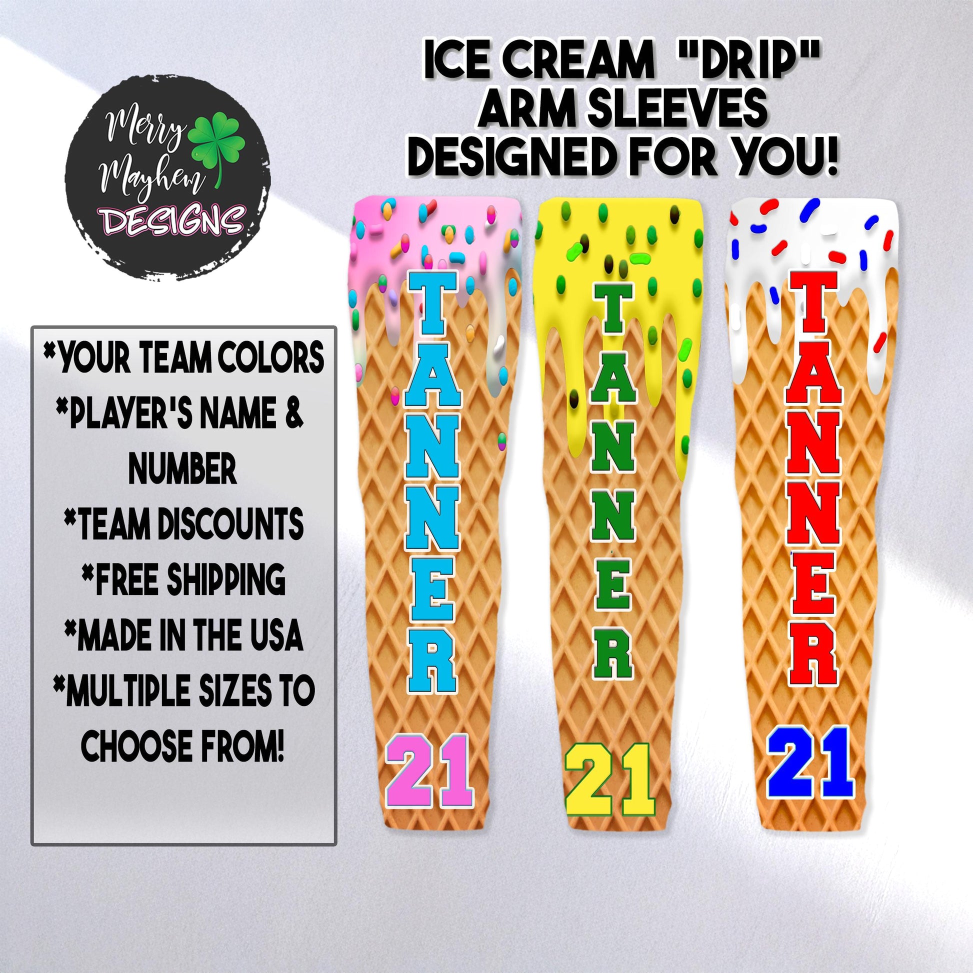 Ice Cream Drip Arm Sleeve, Custom Respect the Drip