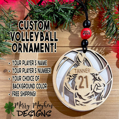 Custom Volleyball Player Ornament with Name & Number – 2025 Team Gift for Coaches, Seniors & Athletes