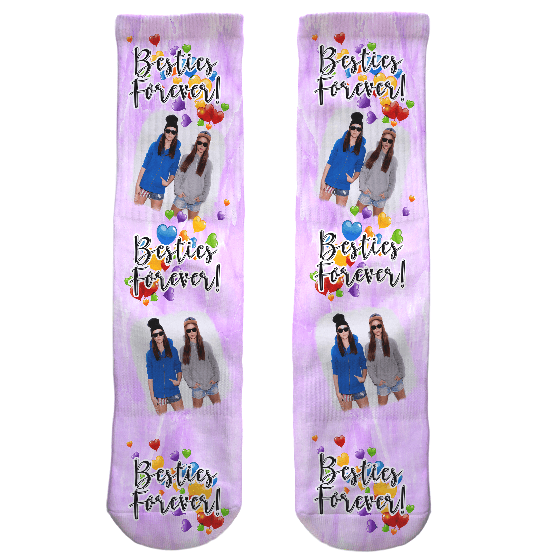 Fun Crew socks with picture in your choice of colors