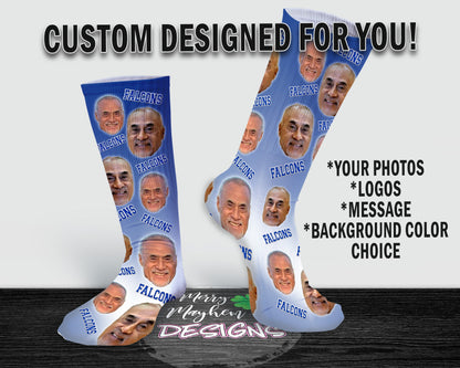 Personalized Custom Crew Socks - Celebrate Birthdays with your Photos, Logos & Special Message-Unique Gift Idea for All Occasions and Events
