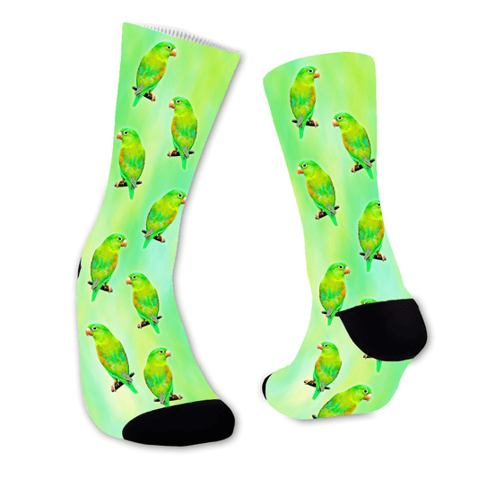 Custom dress socks with pet face pattern. Personalized animal lover gift.