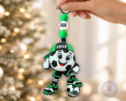 Personalized Soccer Ornament for Boys & Girls – Custom Youth Player Christmas Gift