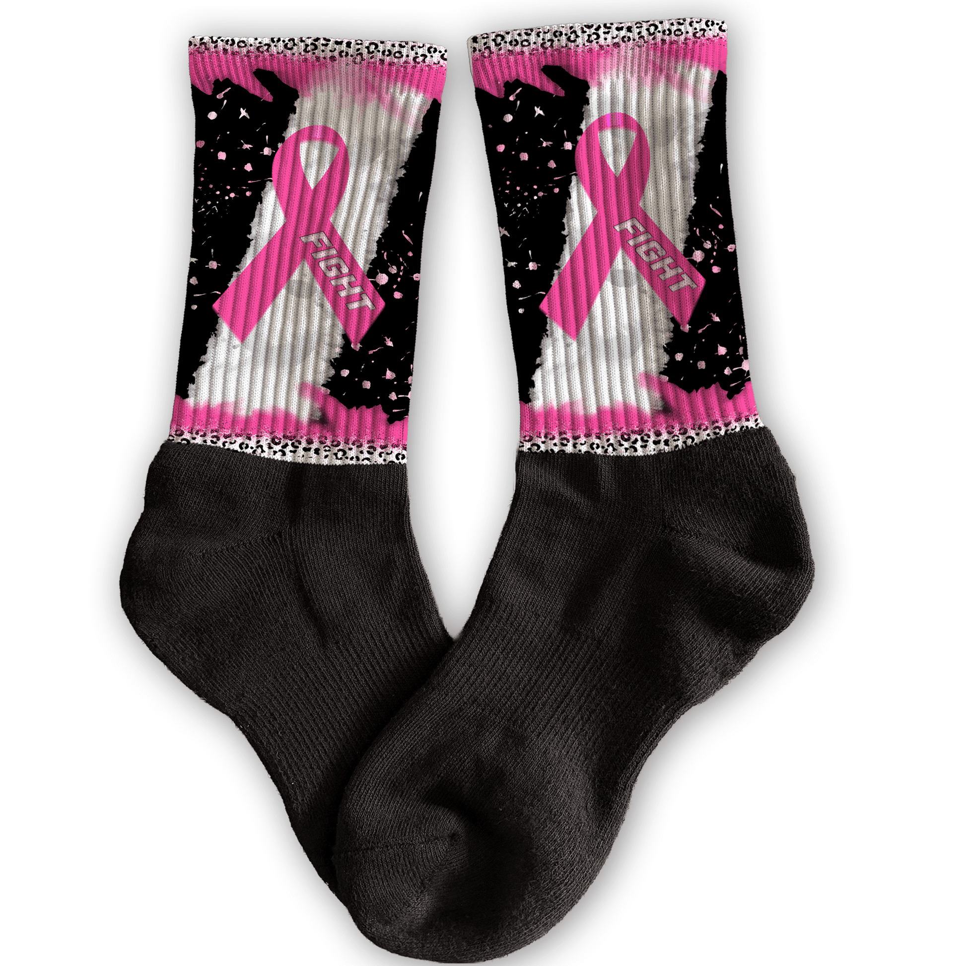 Customized crew socks with cancer ribbon