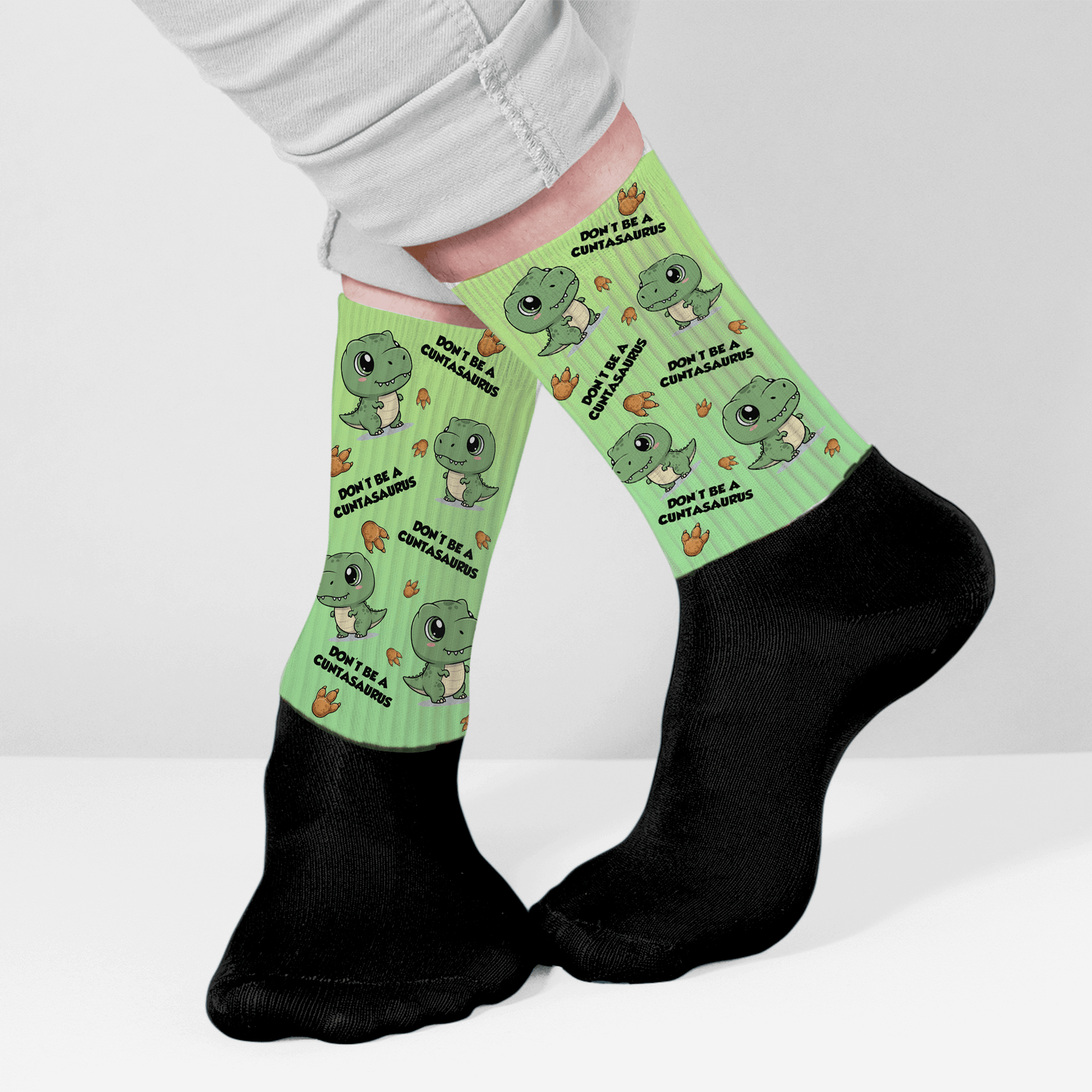 NSFW Dont be a cuntasaurus dinosaur socks