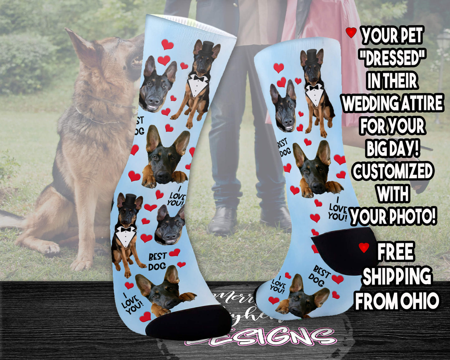 Custom Pet Photo Wedding Dress Socks, Personalized Dog Photo Dress Socks for Men, Wedding Party Socks, Future Husband Fiance Gift for Him