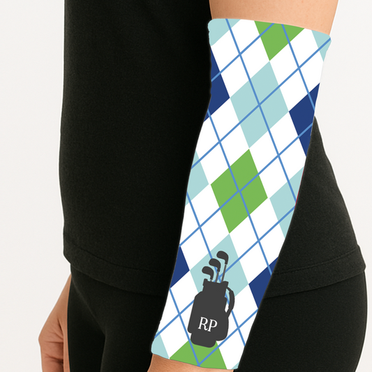 Classic Argyle Golf Arm Sleeve – Personalized Monogram & Premium Performance Sleeve for Golfers