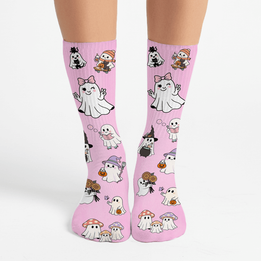 Adorable Pink Girlie Ghost socks for women
