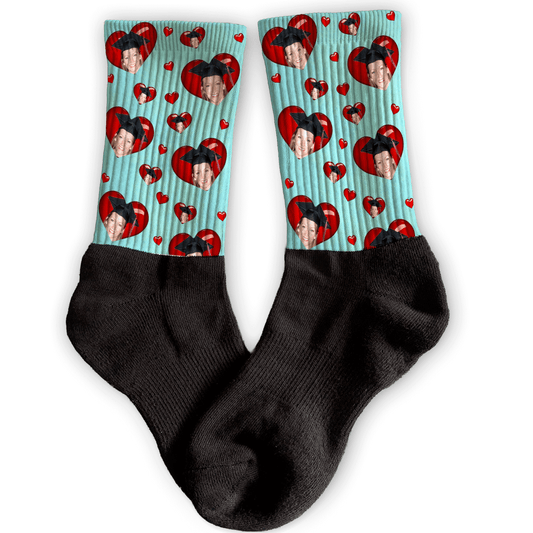 custom personalized socks for graduate from Merry Mayhem Designs