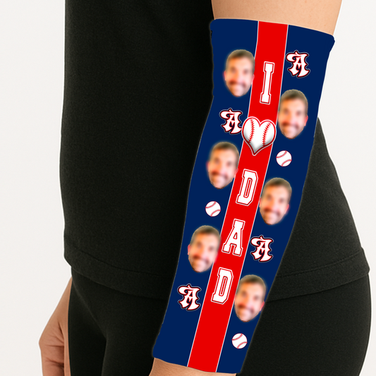 Home Run Dad Arm Sleeve – Father’s Day Sports Gift Custom with Photo & Team Colors
