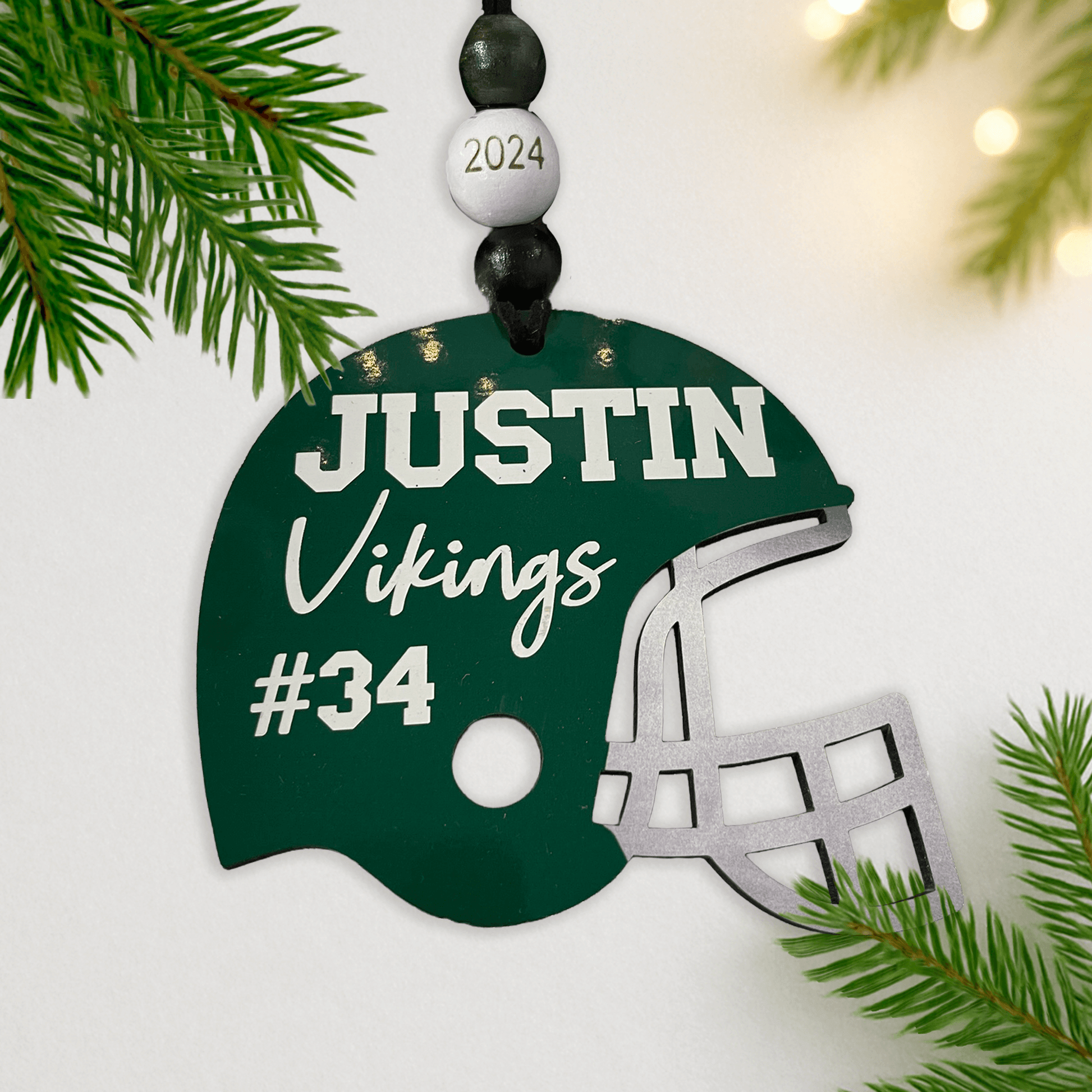 Double-Sided Football Helmet Ornament – Personalized Sublimated Gift for Players, Seniors & Coaches