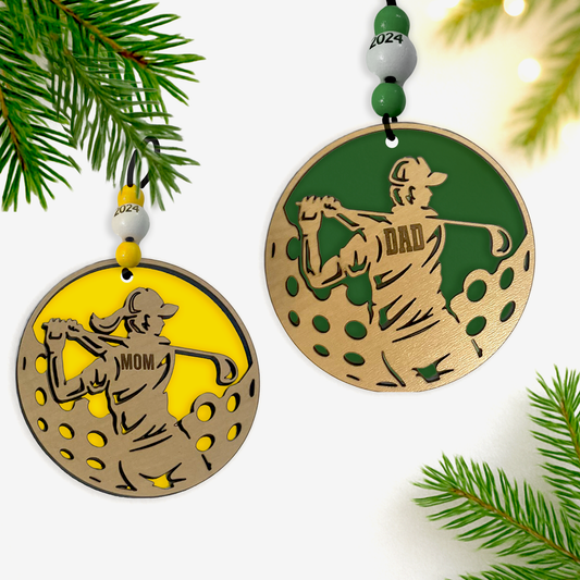 Custom Laser-Engraved Wooden Golf Ornament – Personalized with Name, Number & Year
