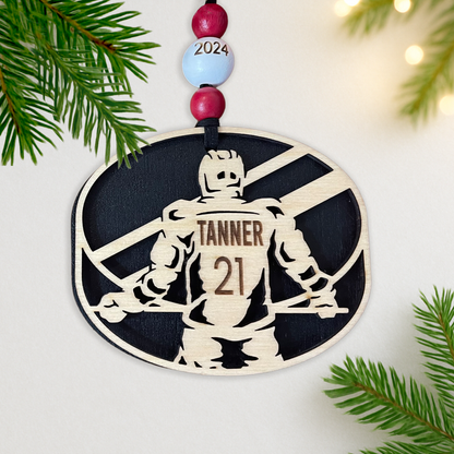 Custom Hockey Ornament – Laser-Engraved Player Name, Number & Position | Holiday Gift or Team Recognition