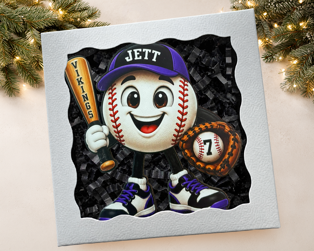 Personalized Baseball Ornament for Boys – Custom Player Name, Number & Team Color