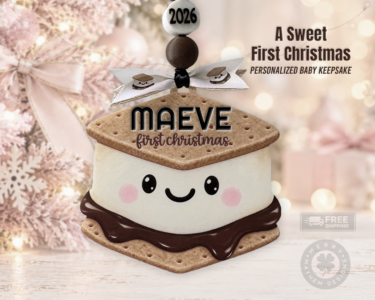 Personalized Baby’s First Christmas S’mores Ornament