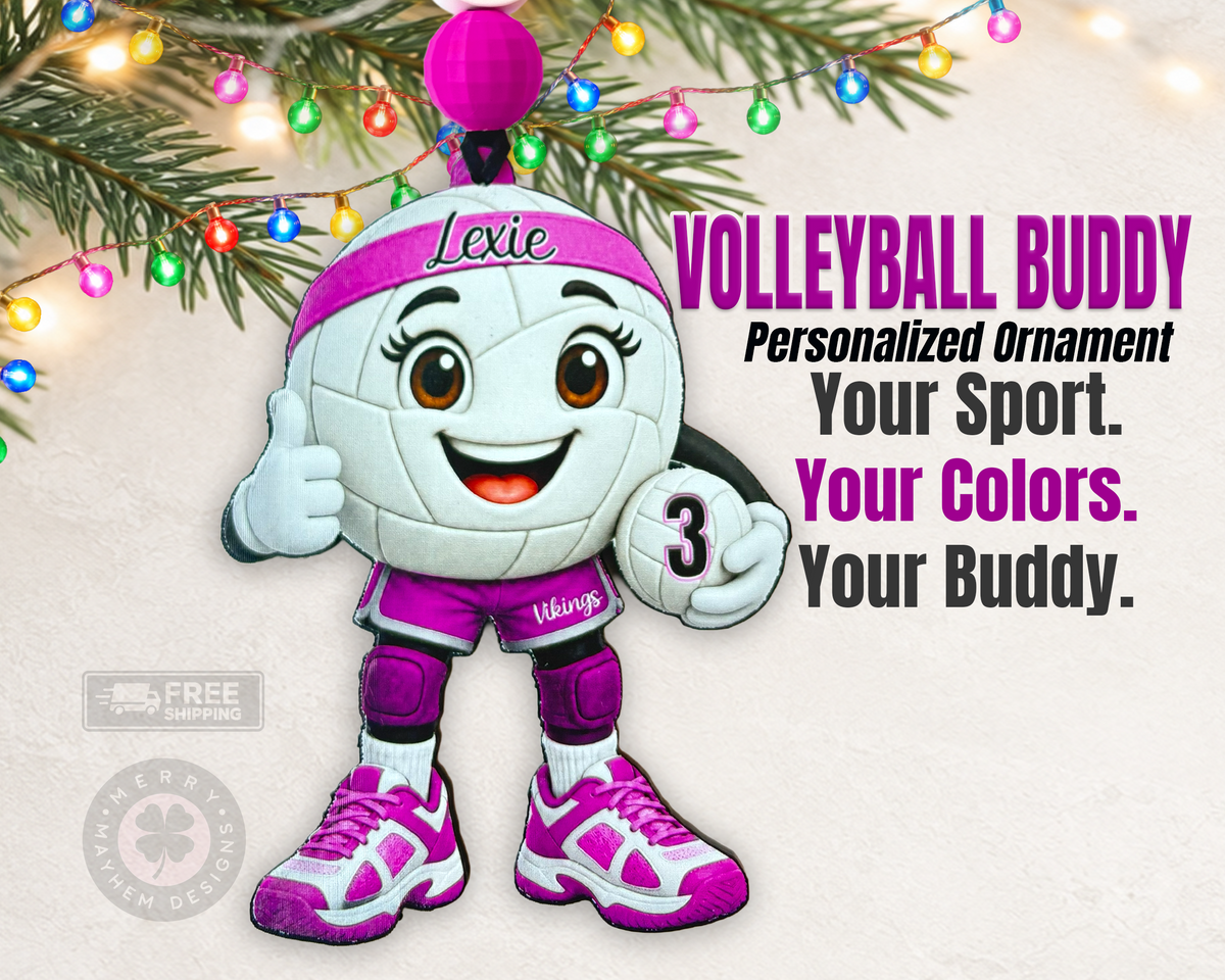 Personalized Volleyball Ornament for Girls – Custom Player Name, Number & Team Color
