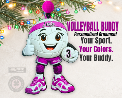 Personalized Volleyball Ornament for Girls – Custom Player Name, Number & Team Color