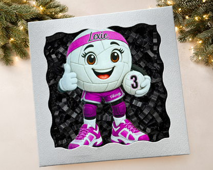 Personalized Volleyball Ornament for Girls – Custom Player Name, Number & Team Color