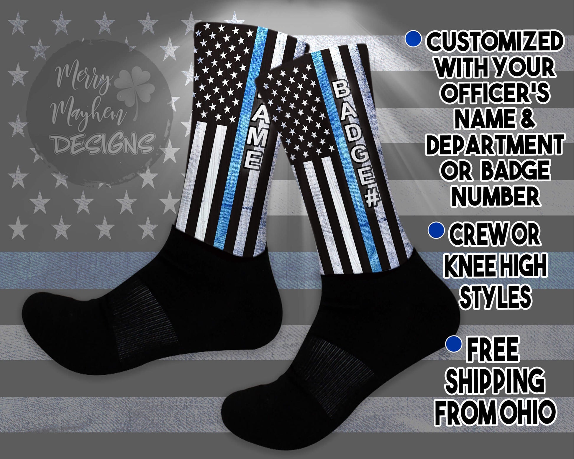 Personalized First Responder Socks for Police Officers