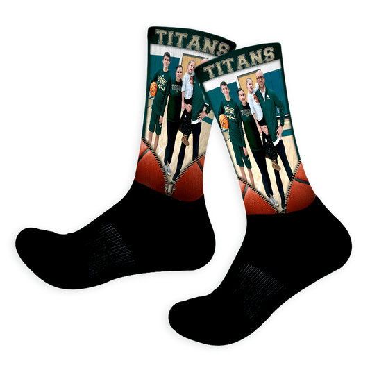 Create a one-of-a-kind gift with Unzipped Basketball Photo Socks! Feature your athlete’s photo, team name, and basketball design for a keepsake they’ll love. Perfect for senior nights, team gifts, coaches, or basketball fans of any age.