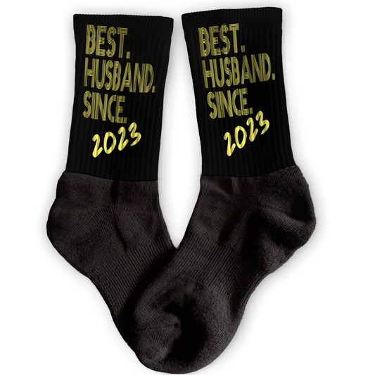 Best Husband Since crew socks with custom year for anniversary