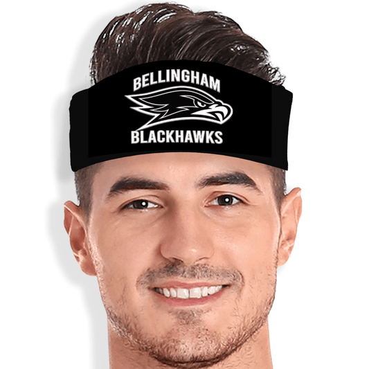 lack skull wrap with custom team logo or letter. Personalized headband with solid background.