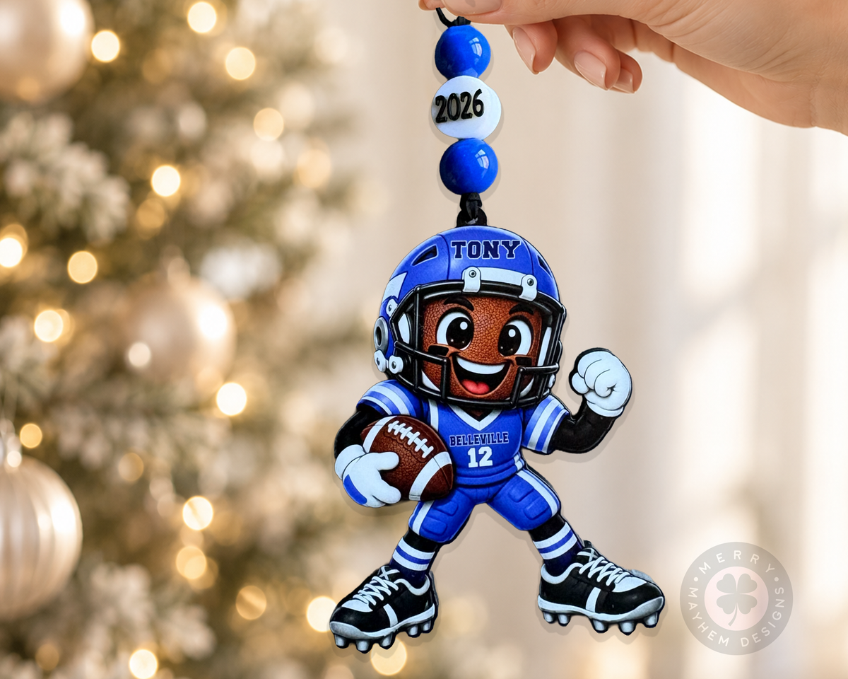 Personalized Football Player Ornament – Christmas Gift with Name & Number