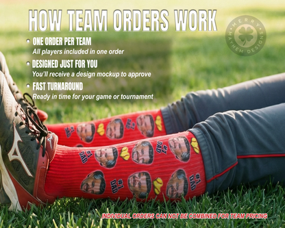 Father’s Day Game Socks – Custom Photo Team Socks, Bulk Baseball Softball Team Order, I Love Dad Socks for Players