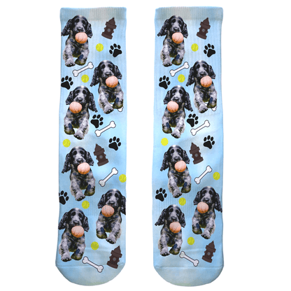 fun colored socks with your dog's photo