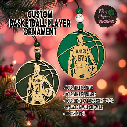Custom Basketball Player Ornament 2025 – Personalized Holiday Gift for Coaches, Teams & Sports Fans