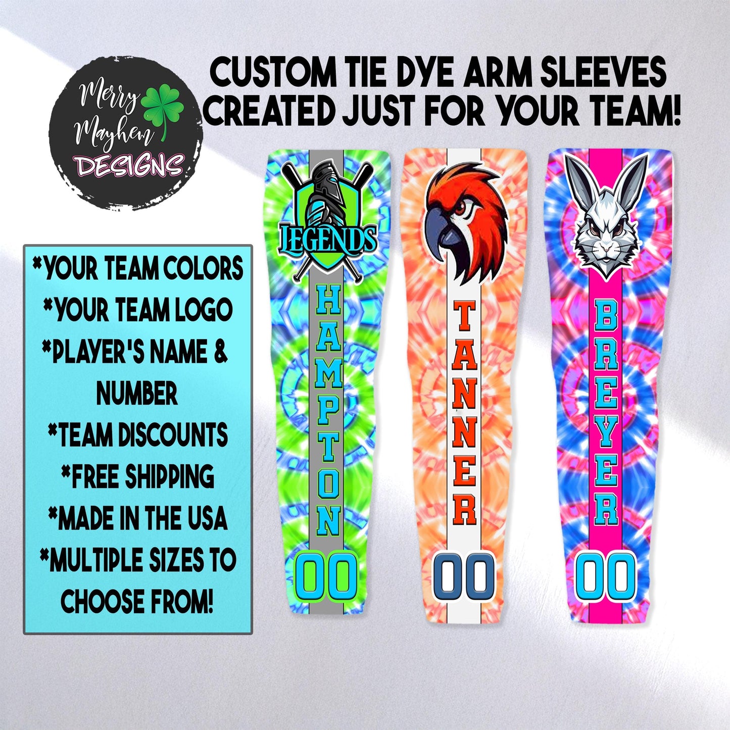 Color Burst Arm Sleeve – Tie-Dye Style Personalized with Logo, Name & Number