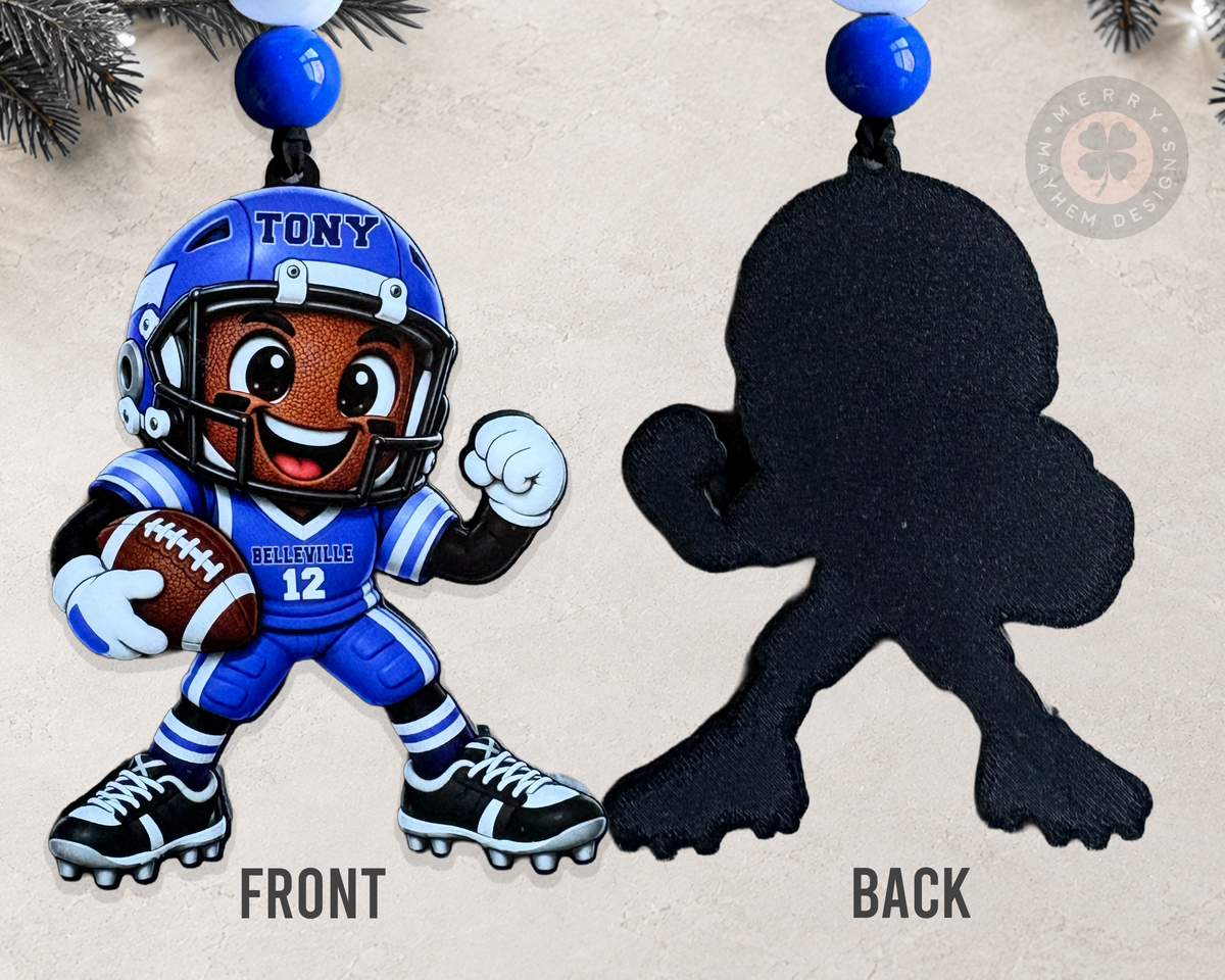 Personalized Football Player Ornament – Christmas Gift with Name & Number