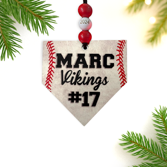 Personalized Baseball Home Plate Ornament 2025 – Custom Double-Sided Keepsake for Youth Players, Coaches & Little League Teams