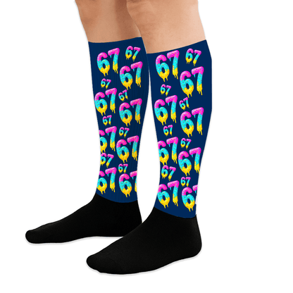 colorful 67 drip pattern knee highs – fun gift for teens