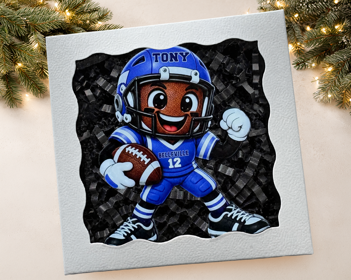 Personalized Football Player Ornament – Christmas Gift with Name & Number